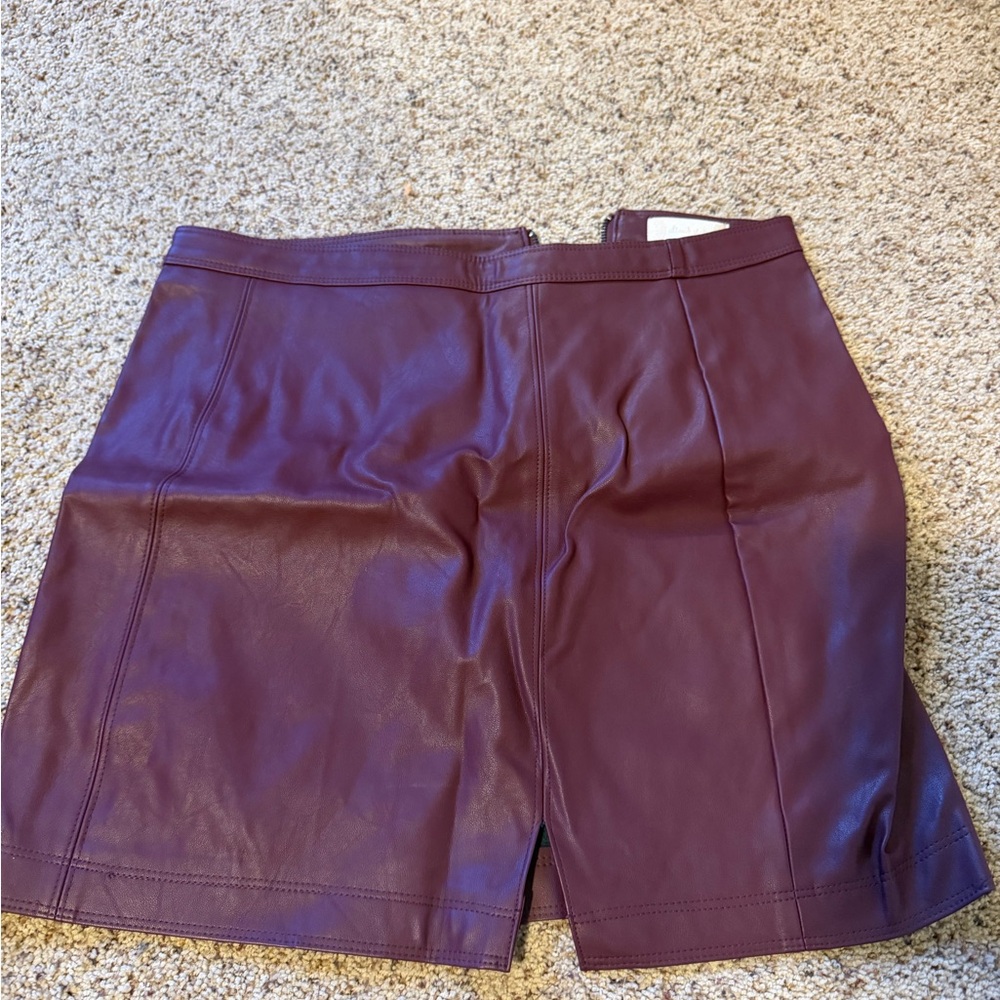 Women's Burgundy Leather Skirt